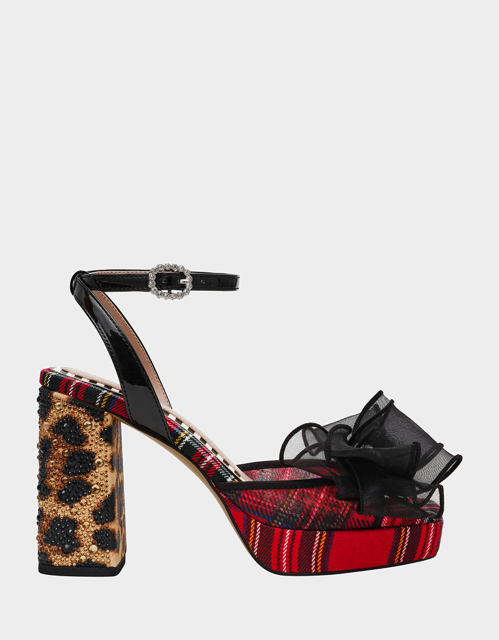 PALLOMA RED PLAID Women's Platform Block Heel
