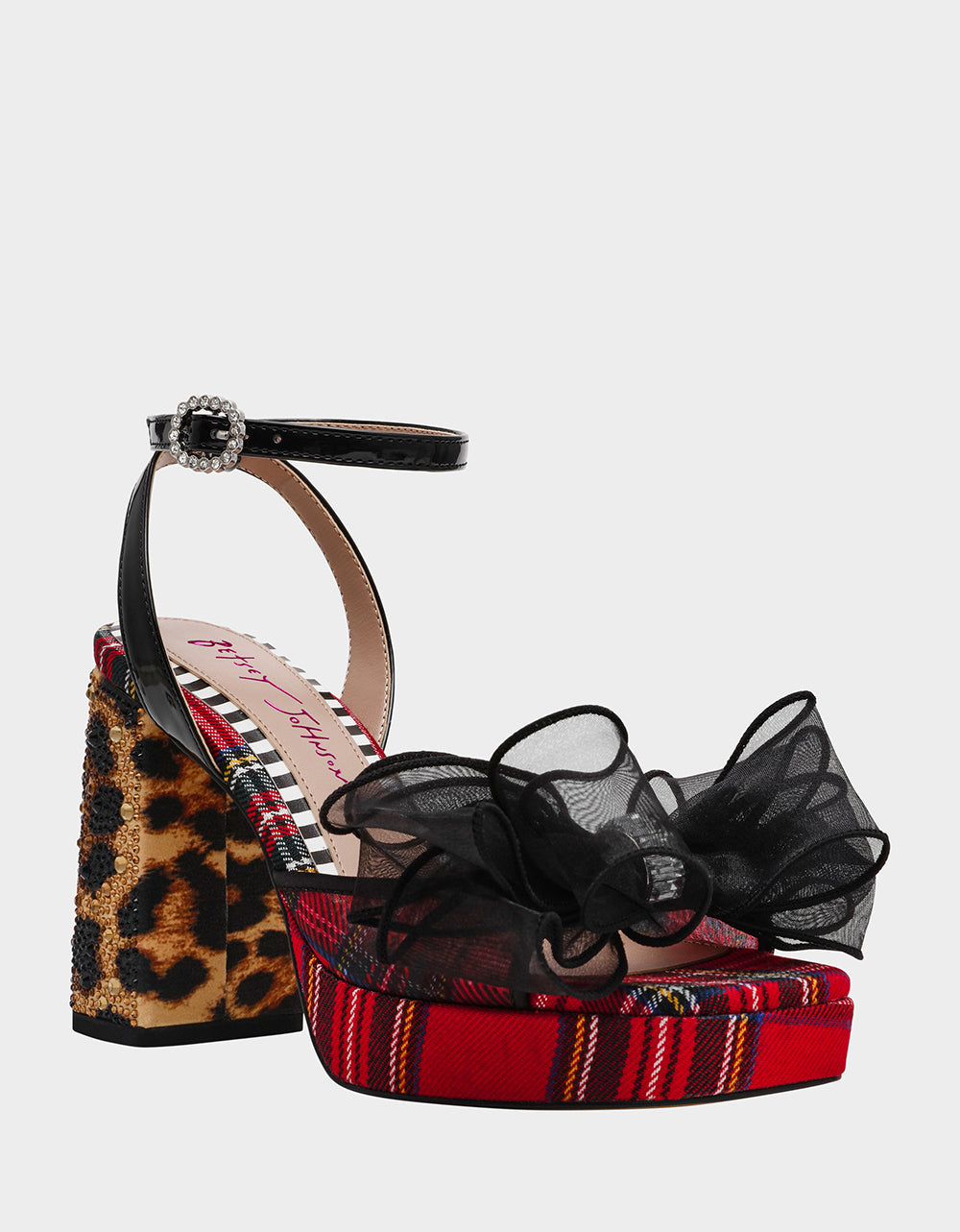 PALLOMA RED PLAID Women's Platform Block Heel