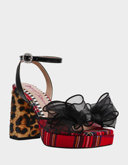 PALLOMA RED PLAID Women's Platform Block Heel