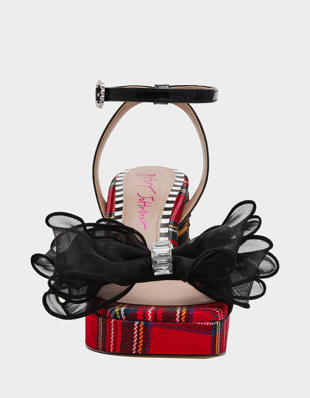 PALLOMA RED PLAID Women's Platform Block Heel