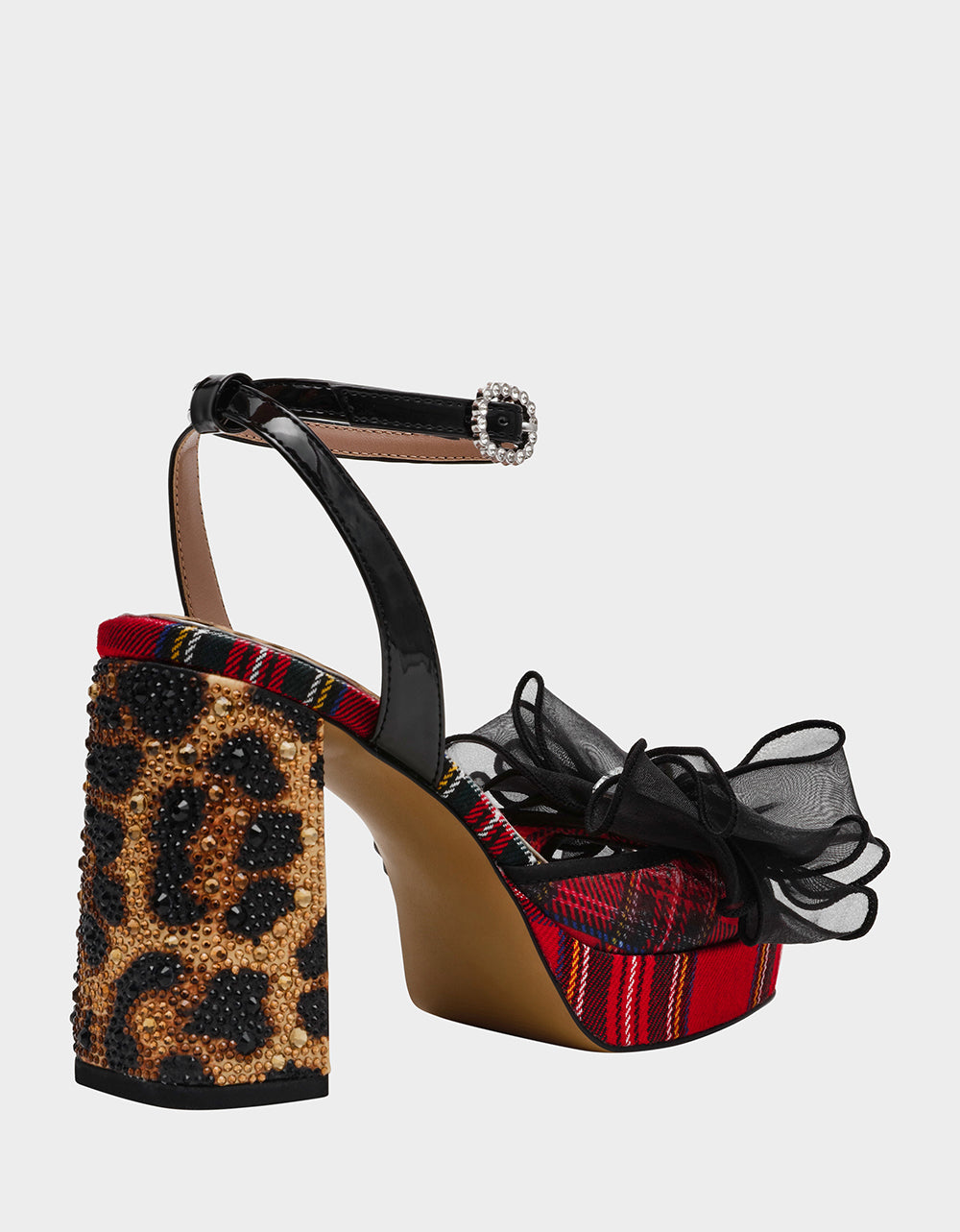 PALLOMA RED PLAID Women's Platform Block Heel