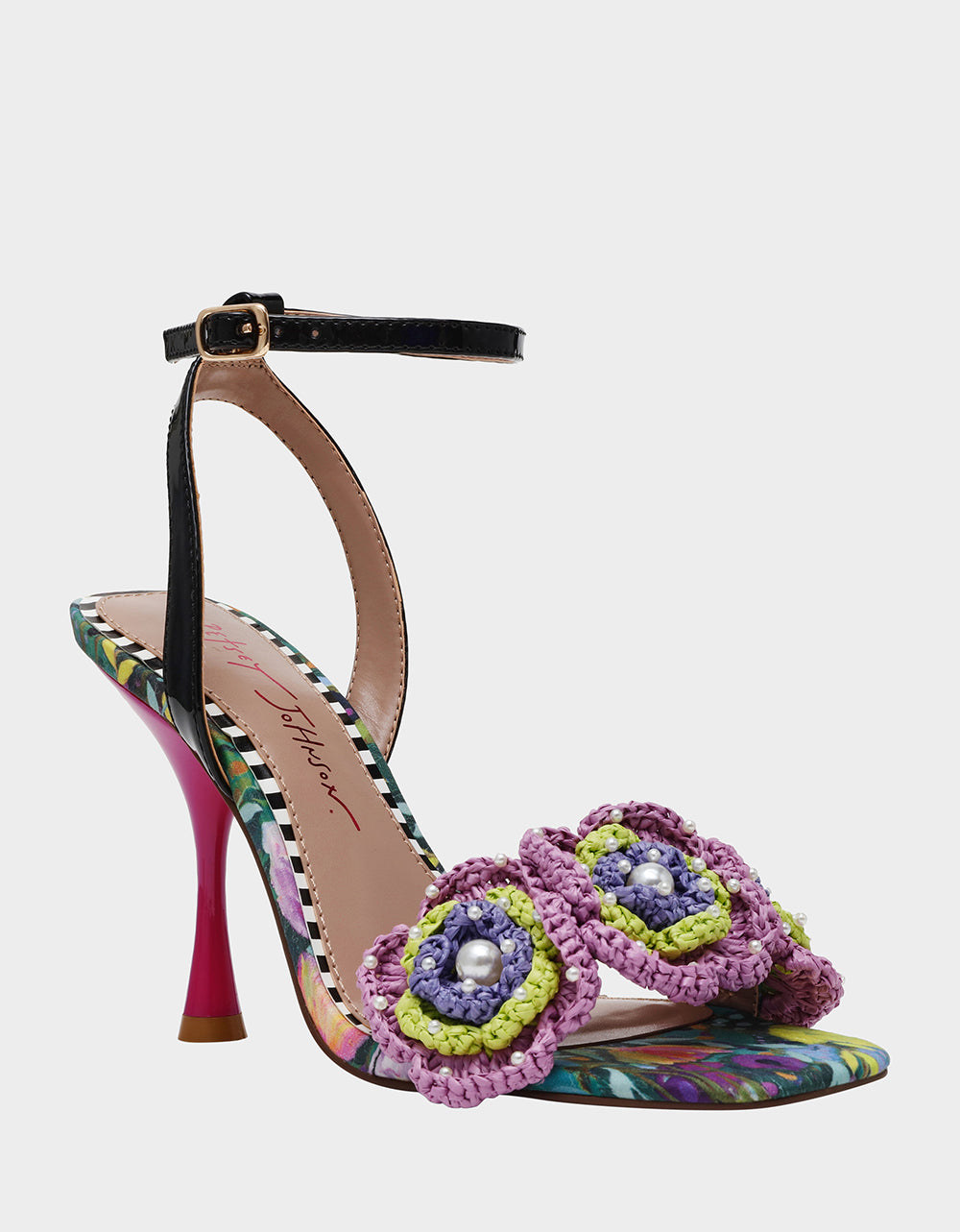 AINSLEYY BRIGHT MULTI Square-Toe Floral Heel