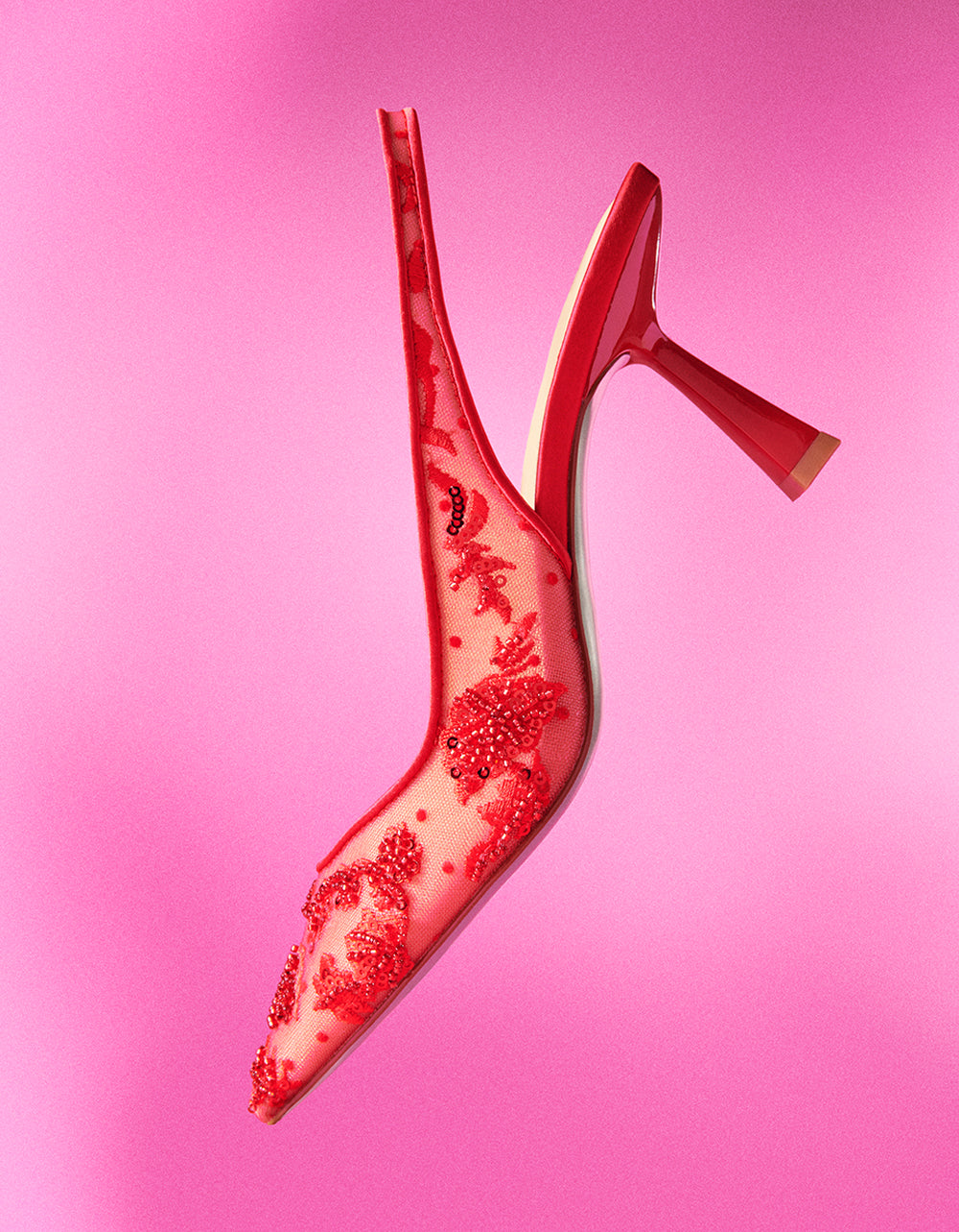 NIKKI RED Pointed Toe Slingback Heel