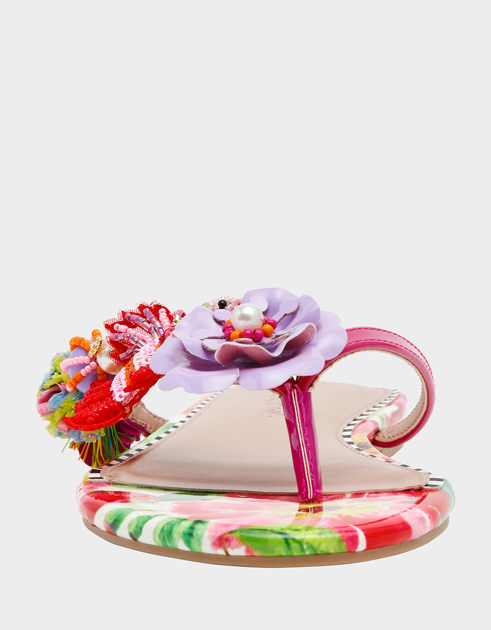 DOLORIS Bright Multi Women's Thong Strappy Flower Embellished Sandal