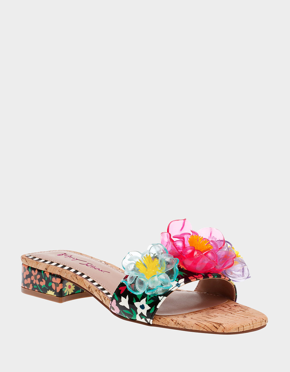 BRICE BLACK MULTI Floral Slide Sandal
