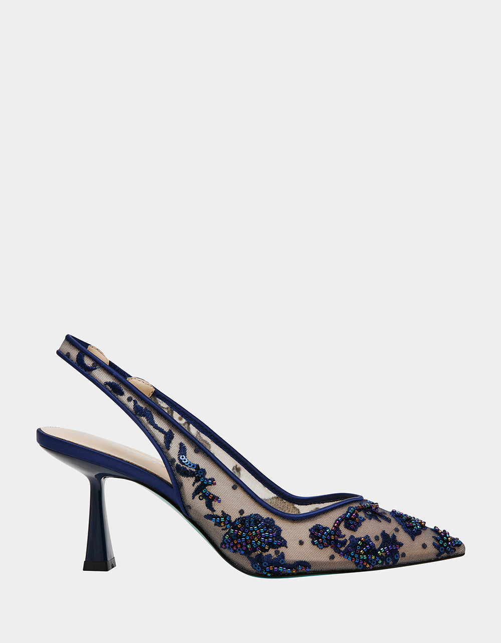 NIKKI NAVY Slingback Pointed Toe Heel