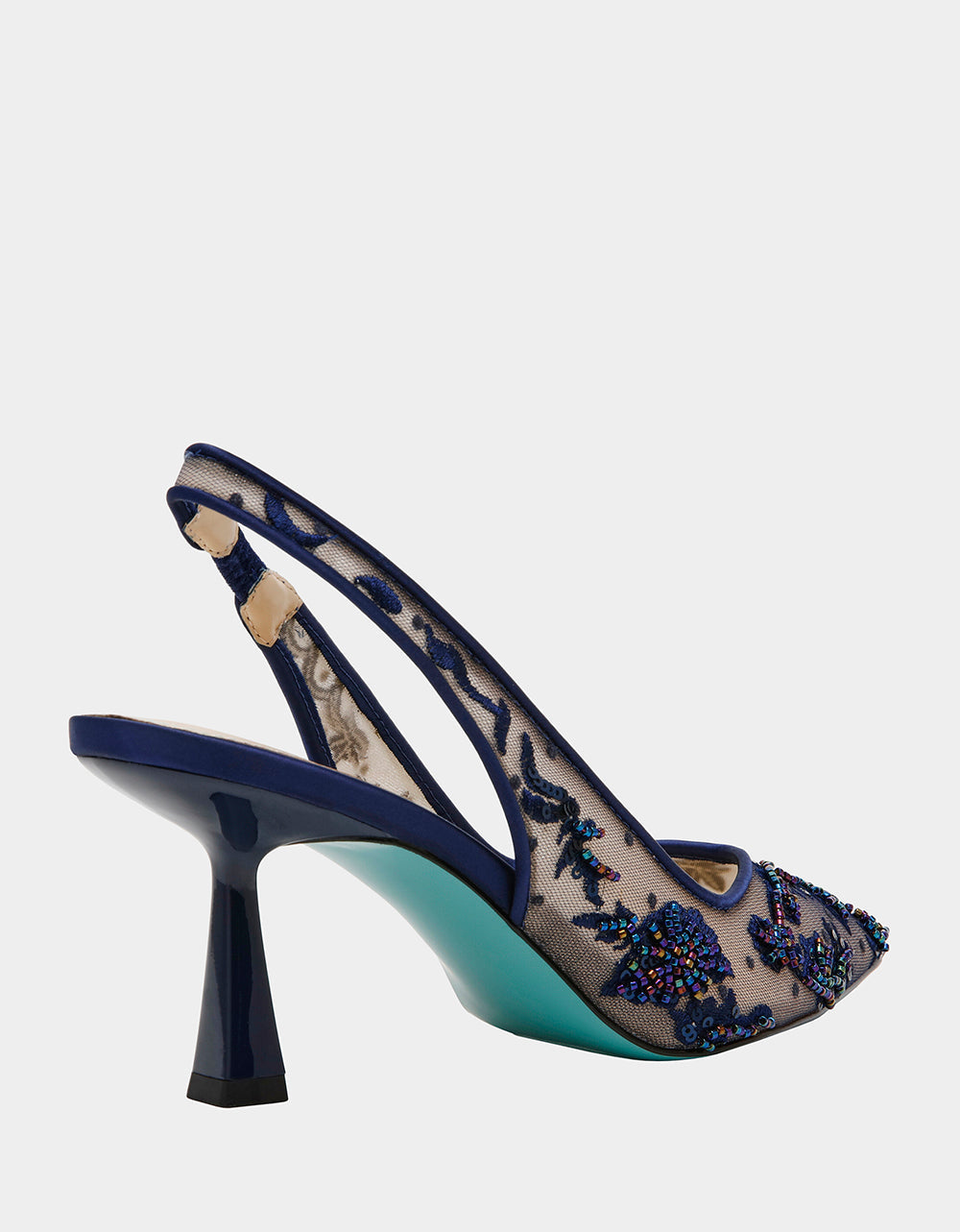 NIKKI NAVY Slingback Pointed Toe Heel