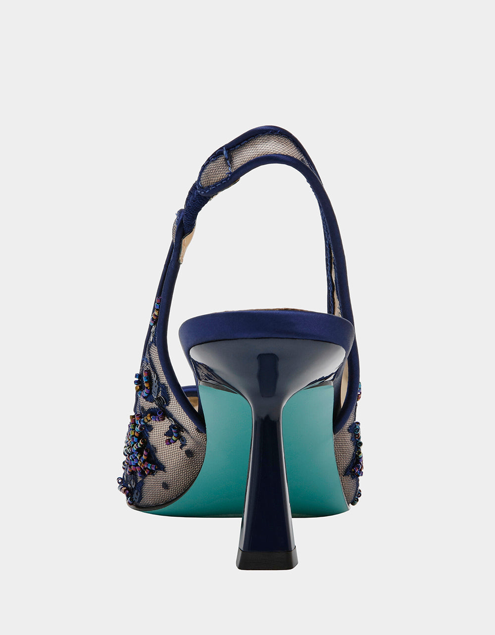 NIKKI NAVY Slingback Pointed Toe Heel