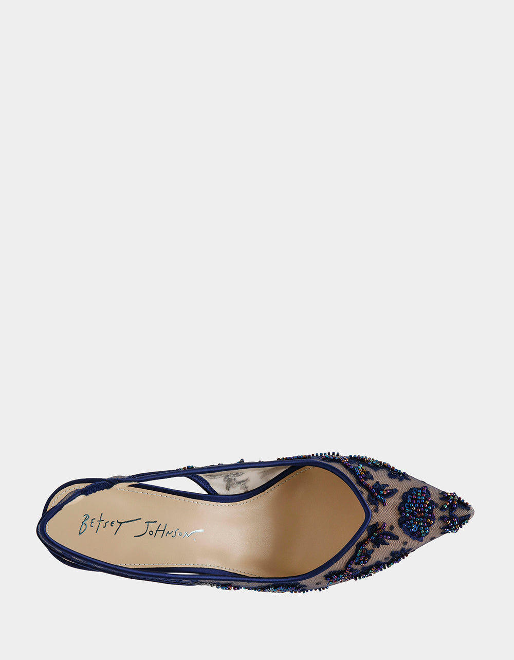 NIKKI NAVY Slingback Pointed Toe Heel