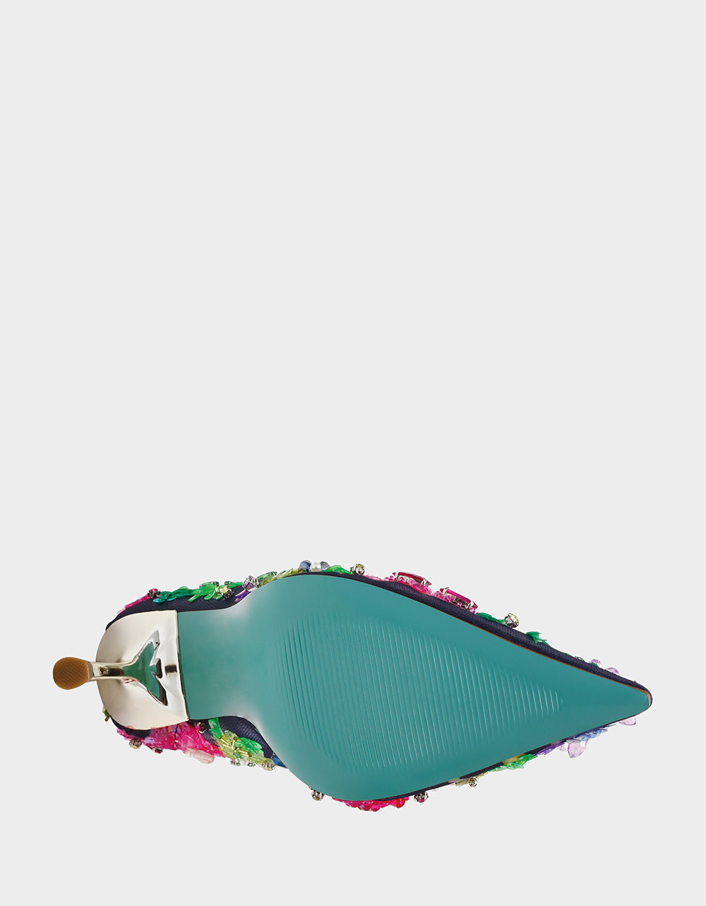 NETTA NAVY MULTI Women's Floral Embellished Navy Mesh High Heel