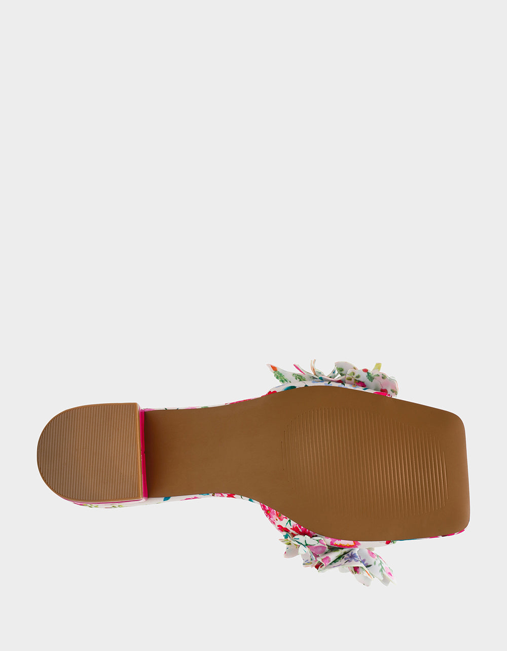 GLORRIA NATURAL FLORAL MULTI Women's Slip-On Low Block Heel Floral Sandal