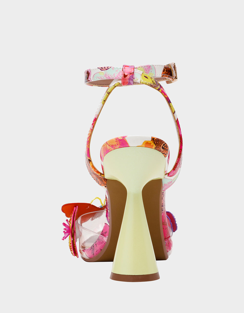 CHELSIE WHITE MULTI Women's Floral Butterfly Rhinestone Pump Heel