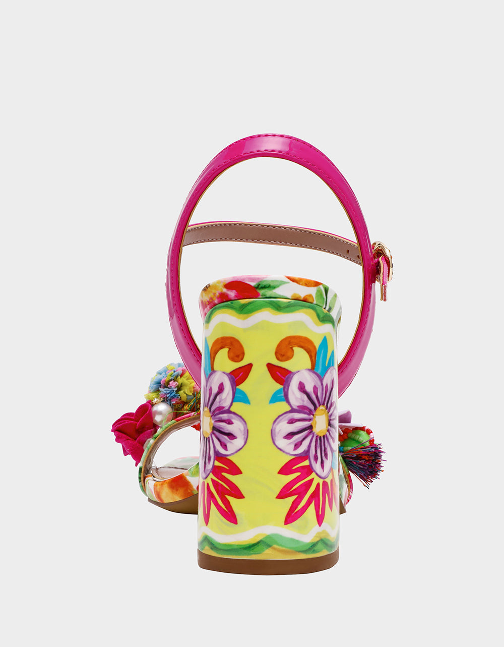 MASEN BRIGHT MULTI Women's Square-Toe Block Heel Floral Decal Heel