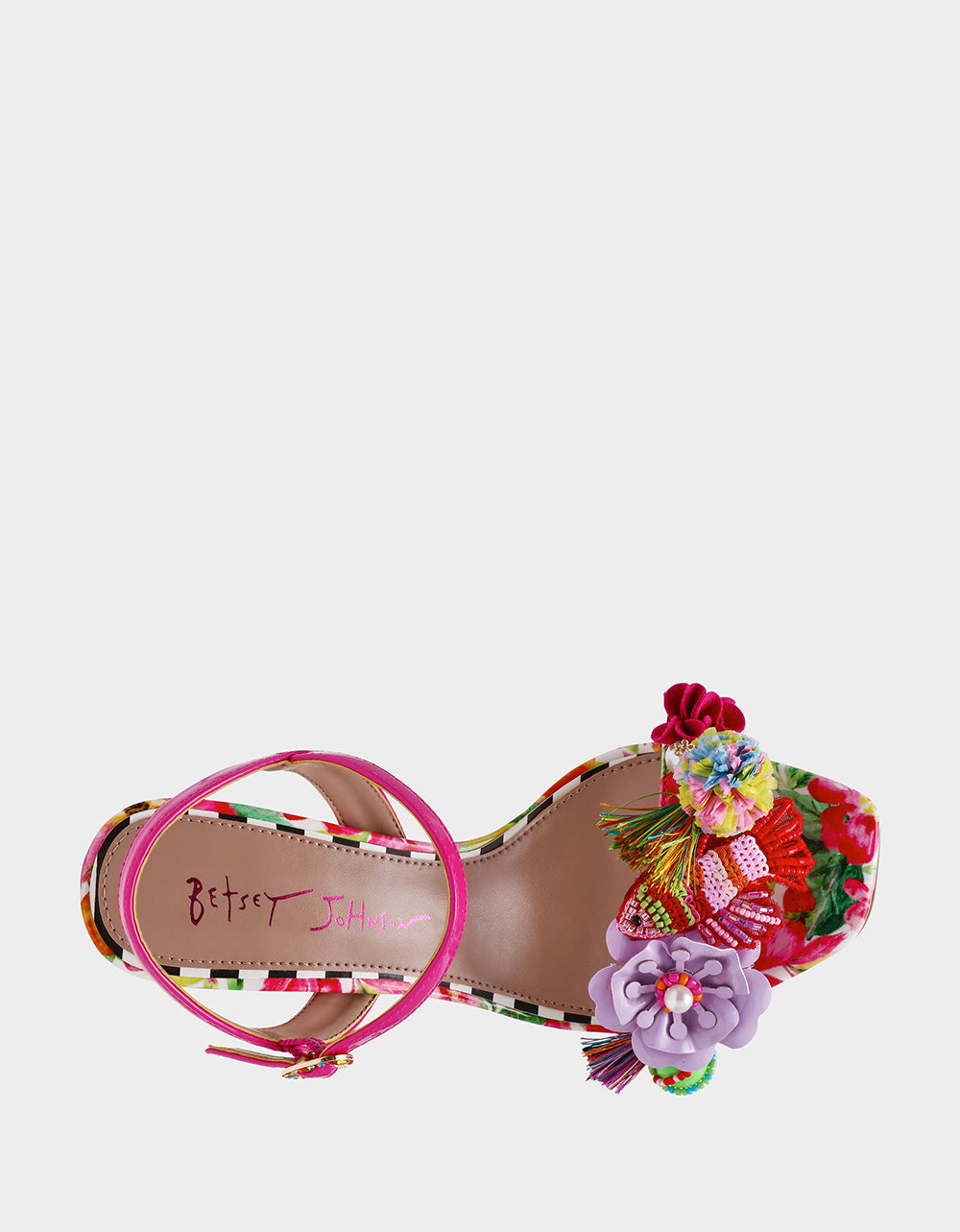 MASEN BRIGHT MULTI Women's Square-Toe Block Heel Floral Decal Heel