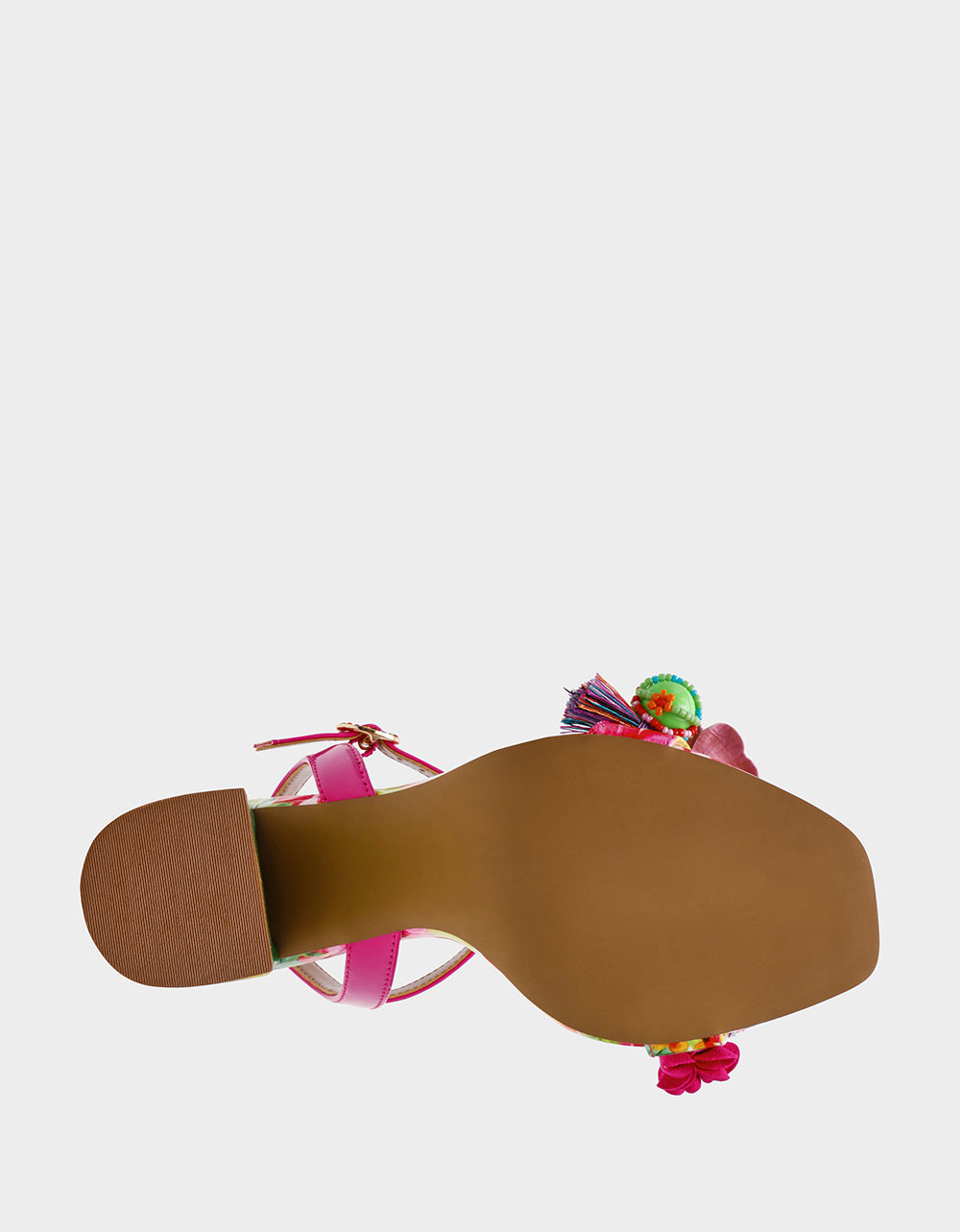 MASEN BRIGHT MULTI Women's Square-Toe Block Heel Floral Decal Heel