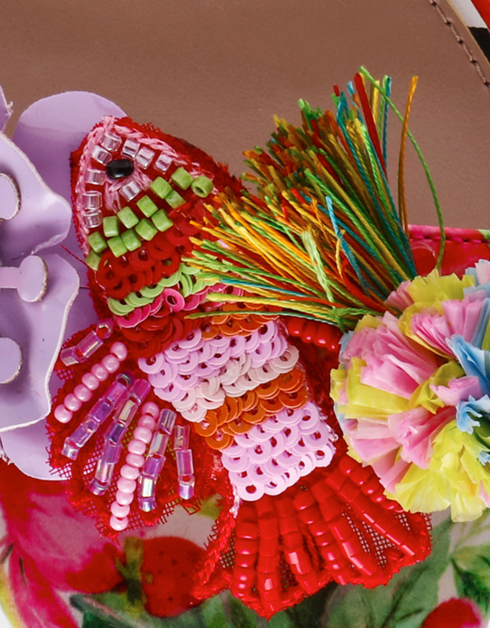 MASEN BRIGHT MULTI Women's Square-Toe Block Heel Floral Decal Heel