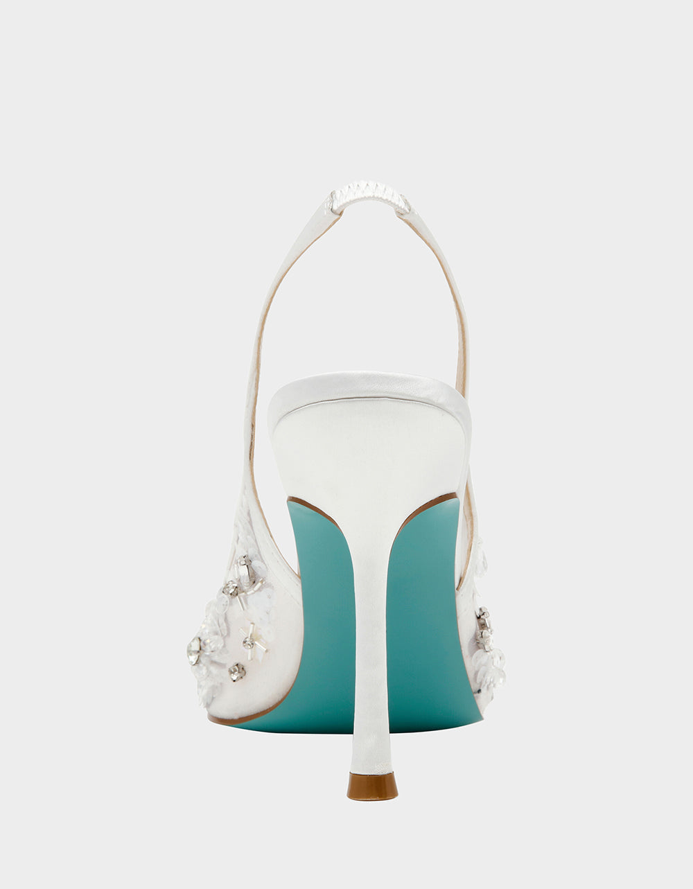 EDDIE IVORY Women's Floral Embellished Slingback Mesh High Heel