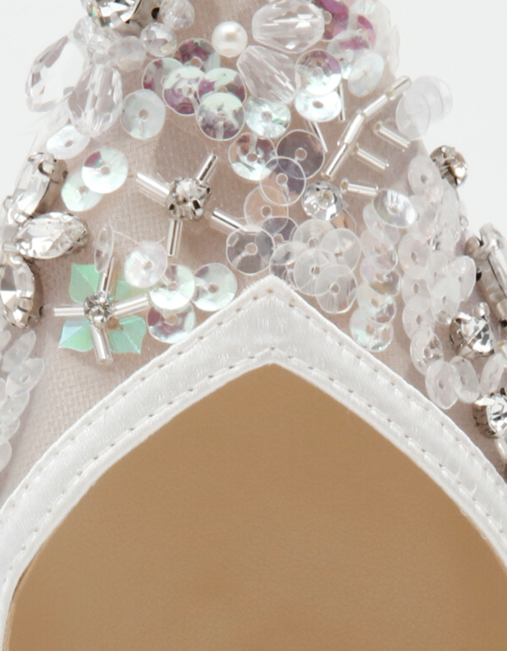 EDDIE IVORY Women's Floral Embellished Slingback Mesh High Heel