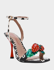 ADDISON Black/White Multi Women's Strappy Square-Toe Heel