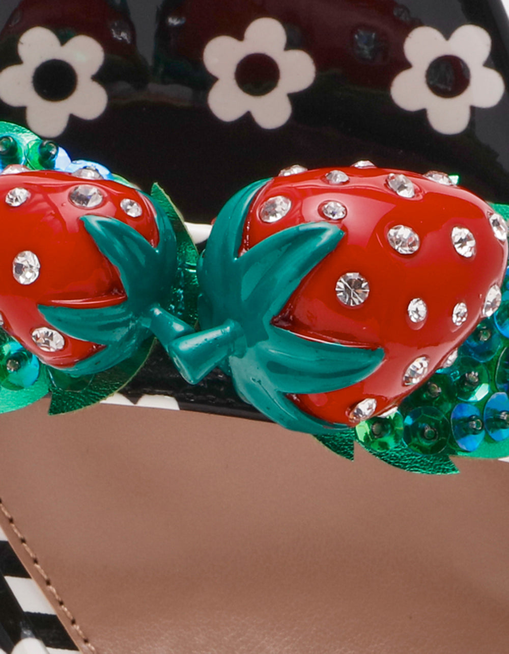 ADDISON Black/White Multi Women's Strappy Square-Toe Heel