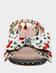 KAYLEEN Black Multi Women's Square-Toe Block Heel Mule Bow Heel