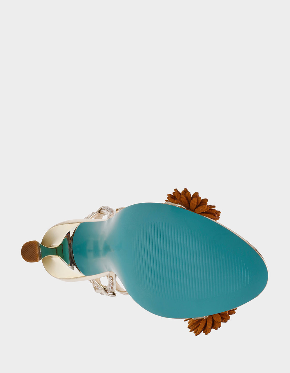 MYLEE GOLD Women's Strappy Open-Toe Floral Rhinestone Embellished Heel