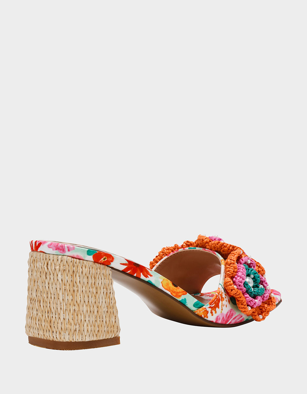 DIETRICH WHITE MULTI Square-Toe Mule Heel