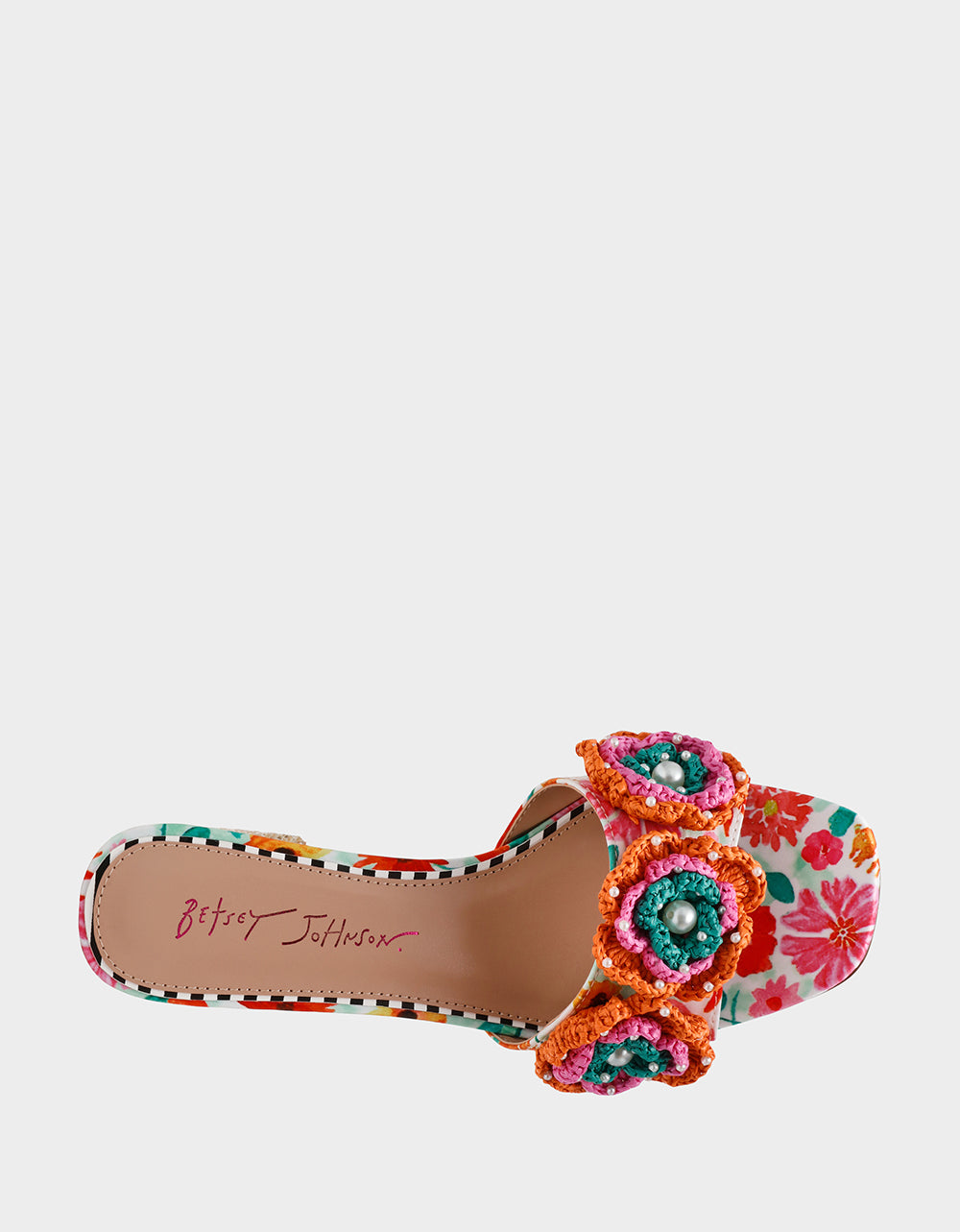 DIETRICH WHITE MULTI Square-Toe Mule Heel