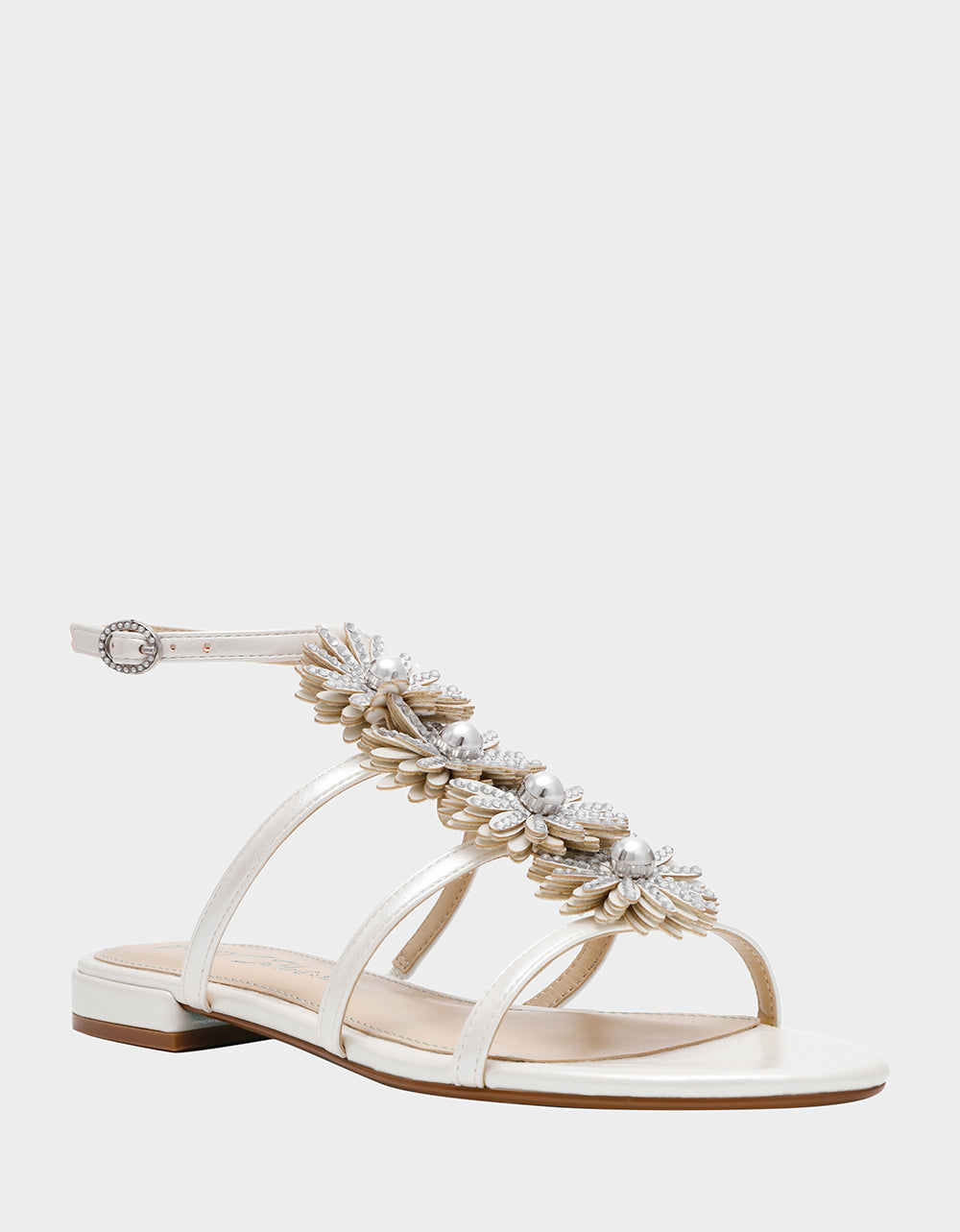 JOYCE IVORY Women's Strappy Rhinestone Embellished Sandal