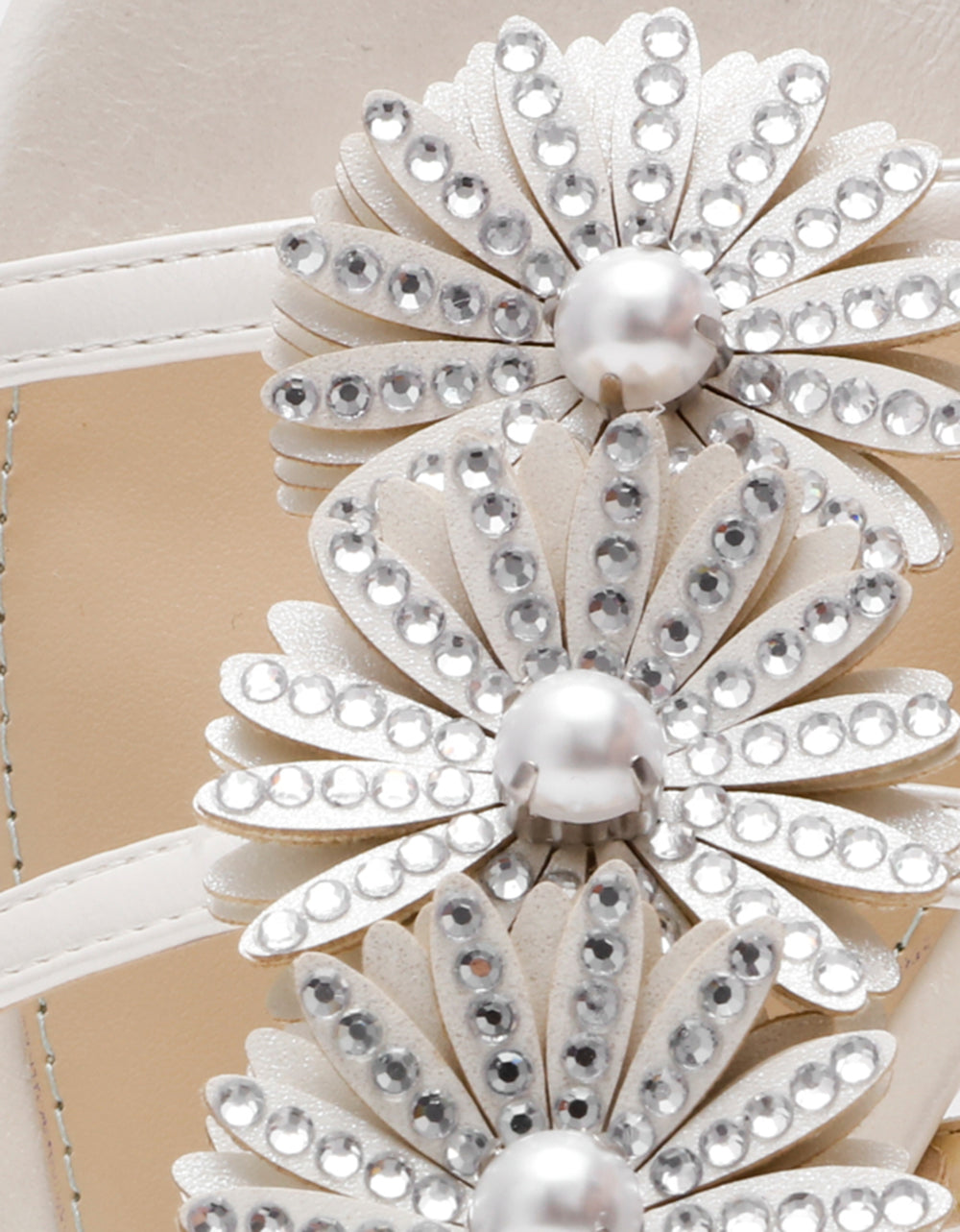 JOYCE IVORY Women's Strappy Rhinestone Embellished Sandal