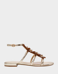 JOYCE GOLD Women's Strappy Rhinestone Embellished Sandal