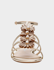 JOYCE GOLD Women's Strappy Rhinestone Embellished Sandal