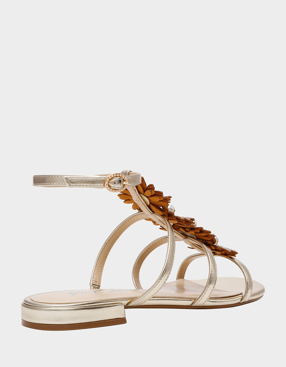 JOYCE GOLD Women's Strappy Rhinestone Embellished Sandal
