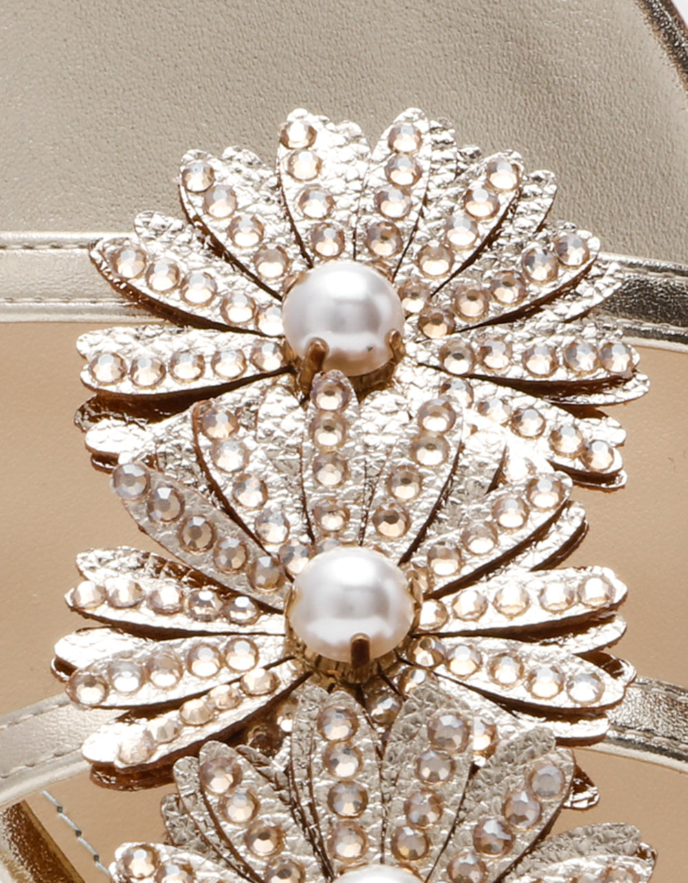 JOYCE GOLD Women's Strappy Rhinestone Embellished Sandal