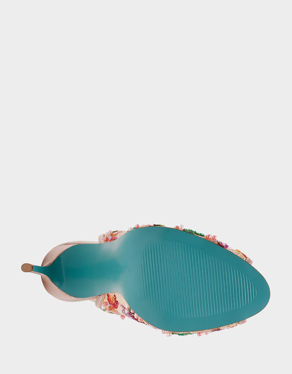 GERRI Nude Floral Embellished Peep-Toe Stiletto Women's Heel