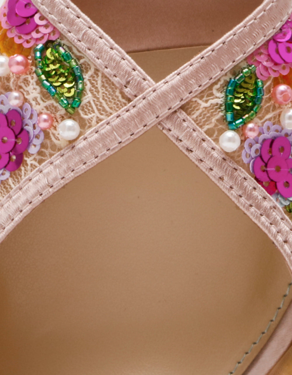 GERRI Nude Floral Embellished Peep-Toe Stiletto Women's Heel