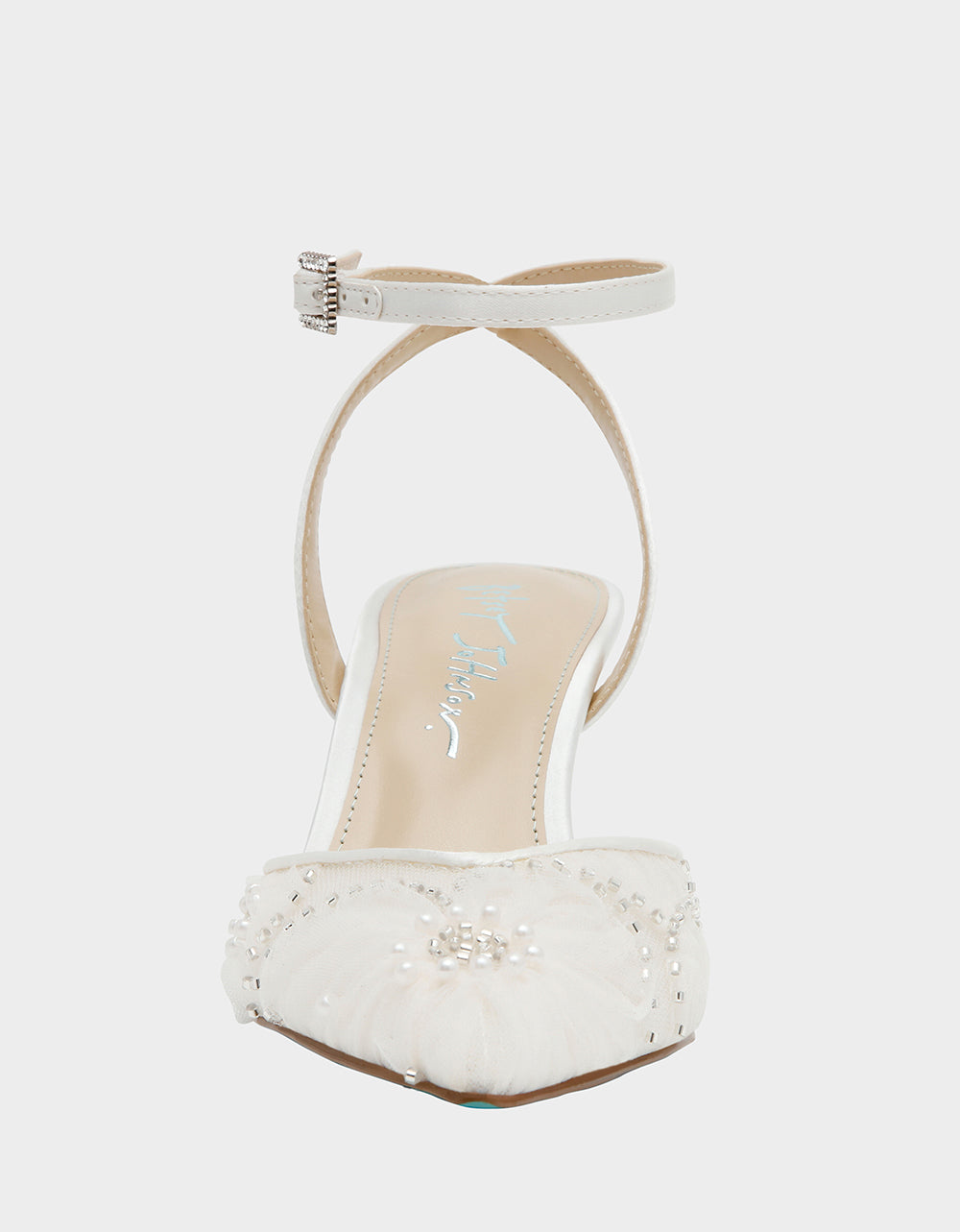 DELIA IVORY Pointed-Toe Bling Mesh Women's Heel