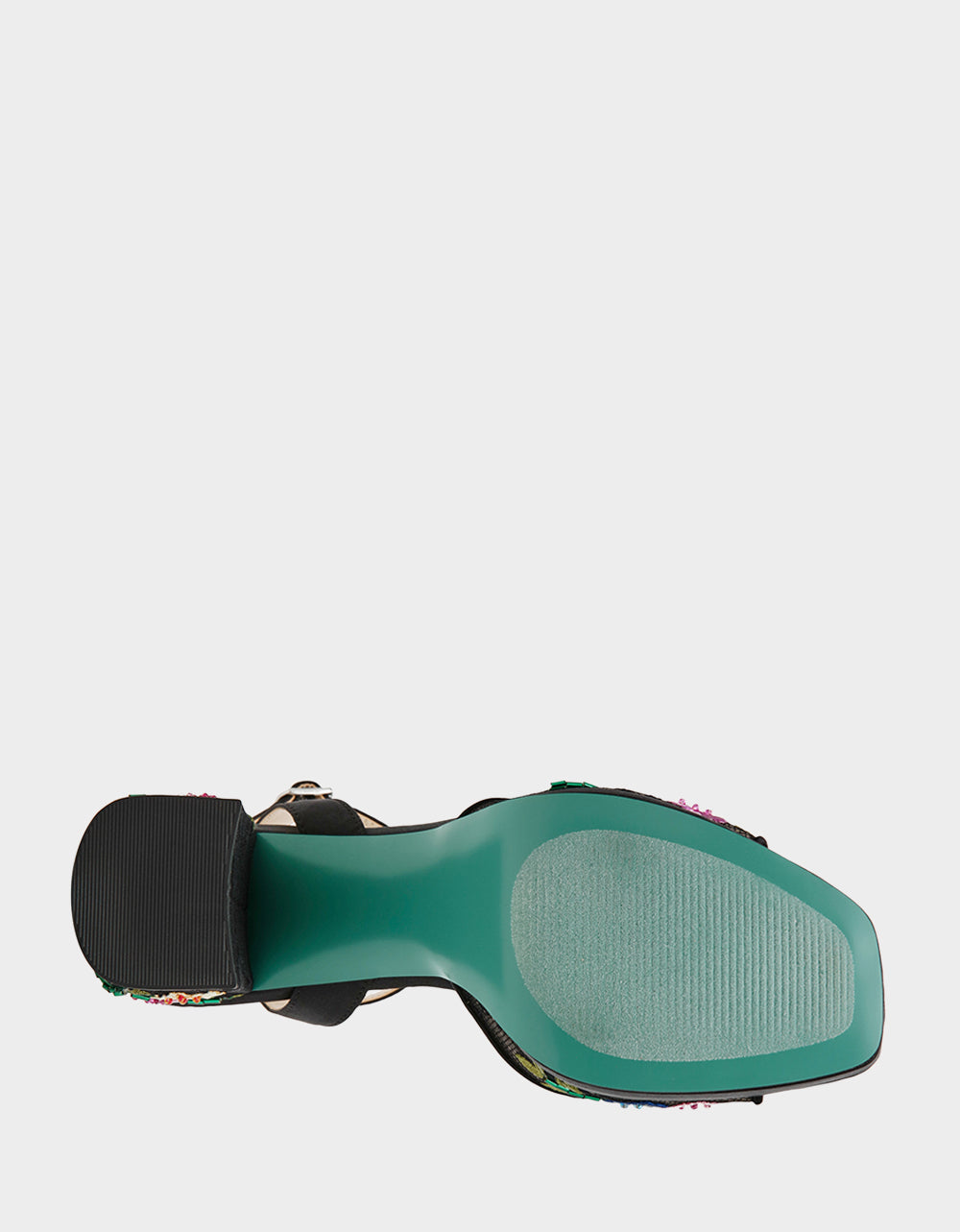 KENNI BLACK MULTI FLORAL Platform Block Heel Floral Print Mesh Women's Sandal