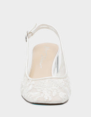 NINAH IVORY Square-Toe Slingback Mesh Block Heels