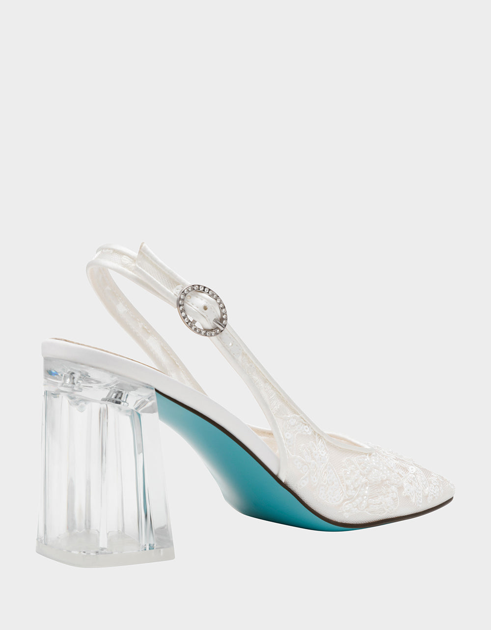 NINAH IVORY Square-Toe Slingback Mesh Block Heels