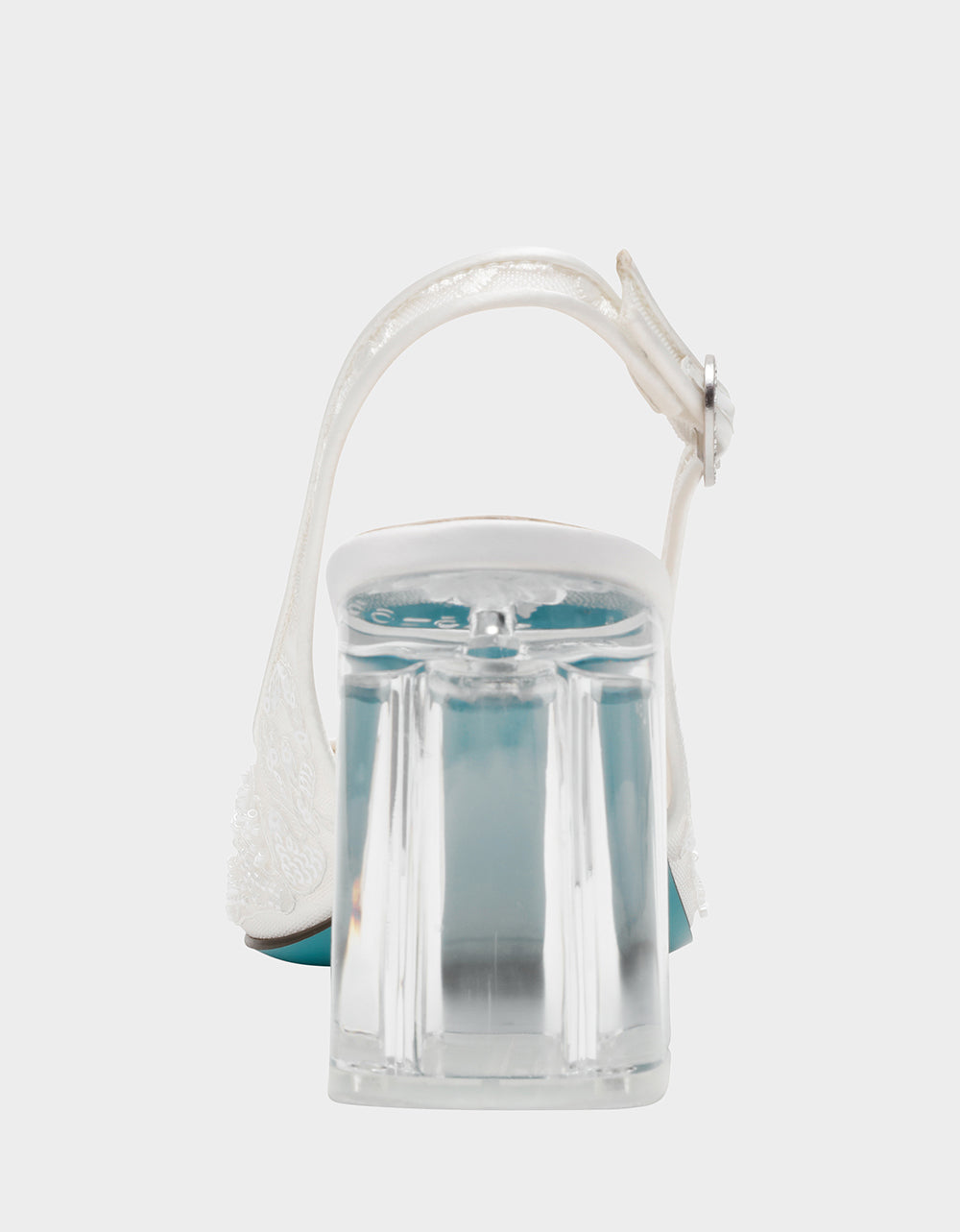 NINAH IVORY Square-Toe Slingback Mesh Block Heels