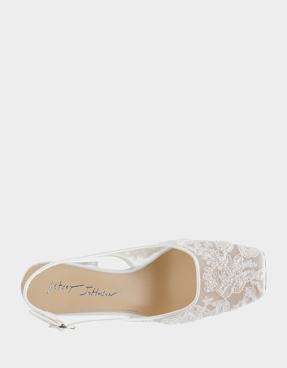 NINAH IVORY Square-Toe Slingback Mesh Block Heels